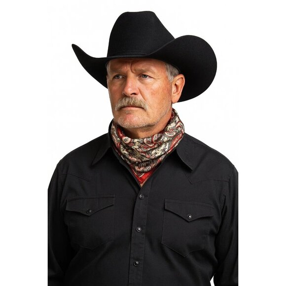 Red Black Paisley Silk Scarf Western Wild Rage Boho Chic Square Lightweight Retr - Picture 3 of 9